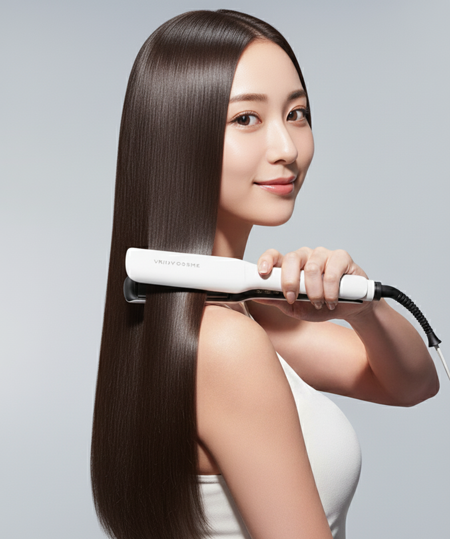 ヘアドライヤーを持つ女性